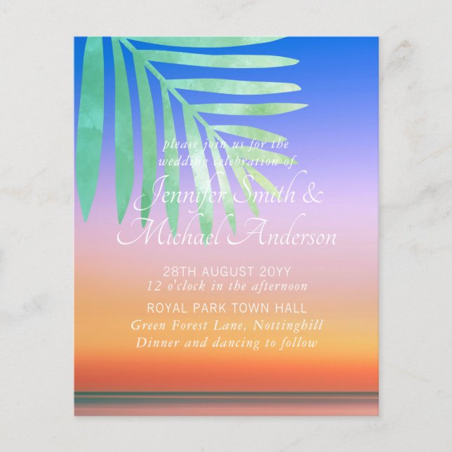 Das Tropical Sunset Beach Hochzeit lädt zu einem B (Vorderseite)