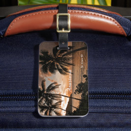 Das Tropical Sunset Beach Palm Trees personalisier Gepäckanhänger