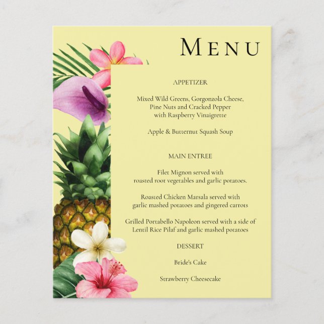 Das tropische Hawaiianische Blumenmenü - gelb Flyer (Vorne)