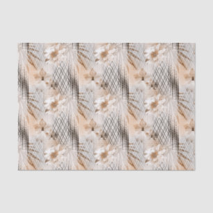 Das tropische Muster ist grau, beige. Seidenpapier