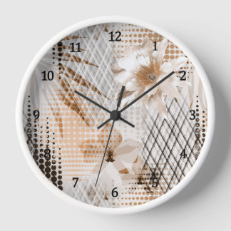 Das tropische Muster ist grau, beige. Uhr