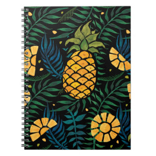 Das tropische Muster ist nahtlos, mit Ananas und P Notizblock