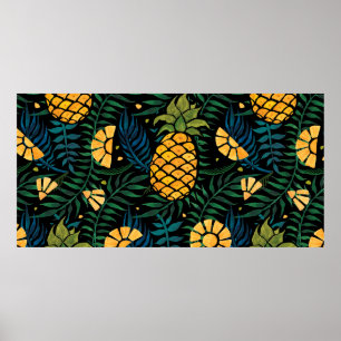 Das tropische Muster ist nahtlos, mit Ananas und P Poster