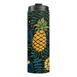 Das tropische Muster ist nahtlos, mit Ananas und P Thermosbecher