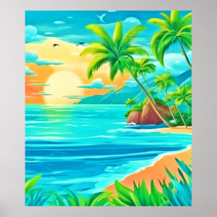 Das tropische Paradies mit Blick auf die sonnige K Poster