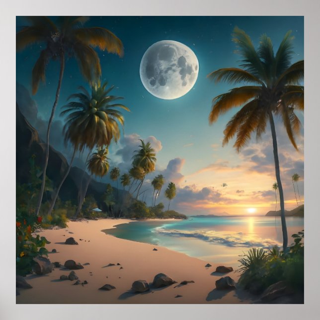 Das tropische Paradies mit Palmen Poster (Vorne)