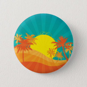 Das tropische Retro-Design des Sunset Beach Button