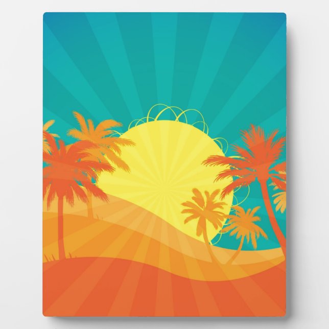 Das tropische Retro-Design des Sunset Beach Fotoplatte (Vorderseite)