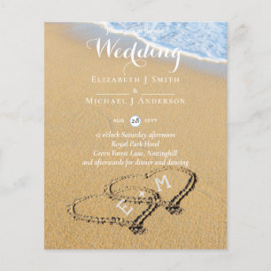 Das tropische Strandherz in Sand Wedding Invit