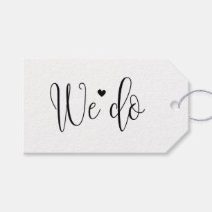 Das tun wir. Schwarz-Weiß-Drehbuch Hochzeit danke Geschenkanhänger