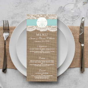 Das türkisfarbene Sand Dollar Wedding Menü