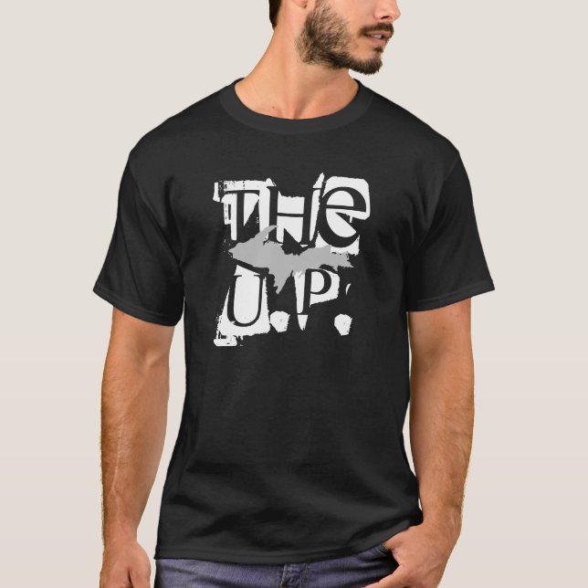 "Das U.P. "schwarzer oberer Halbinsel-T - Shirt (Vorderseite)