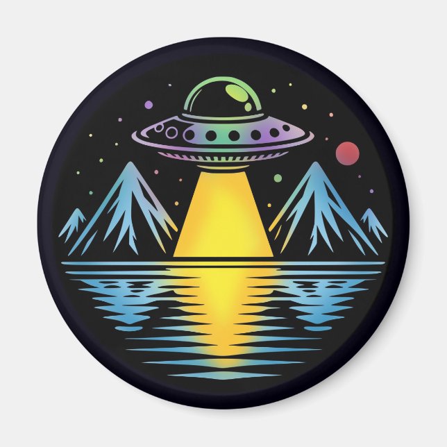 Das Ufo im Gebirge, das im Wasser reflektiert Magnet (Vorne)