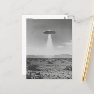 Das UFO in der Wüste Schwarz und Weiß Postkarte