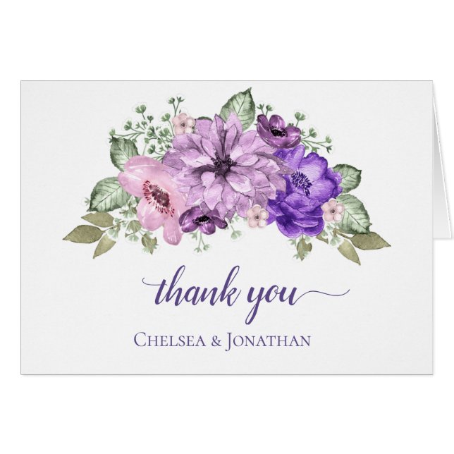 Das ultraviolette Blumen Aquarell danken Ihnen (Vorderseite (Horizontal))