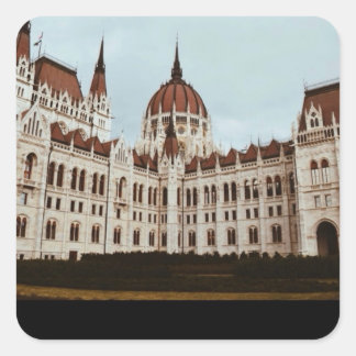 Das ungarische Parlament, Budapest, Ungarn Quadratischer Aufkleber