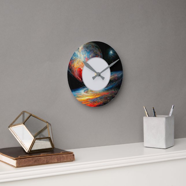 Das Universum ist die Uhr "Alive_Digital Art Wall" (Büro)