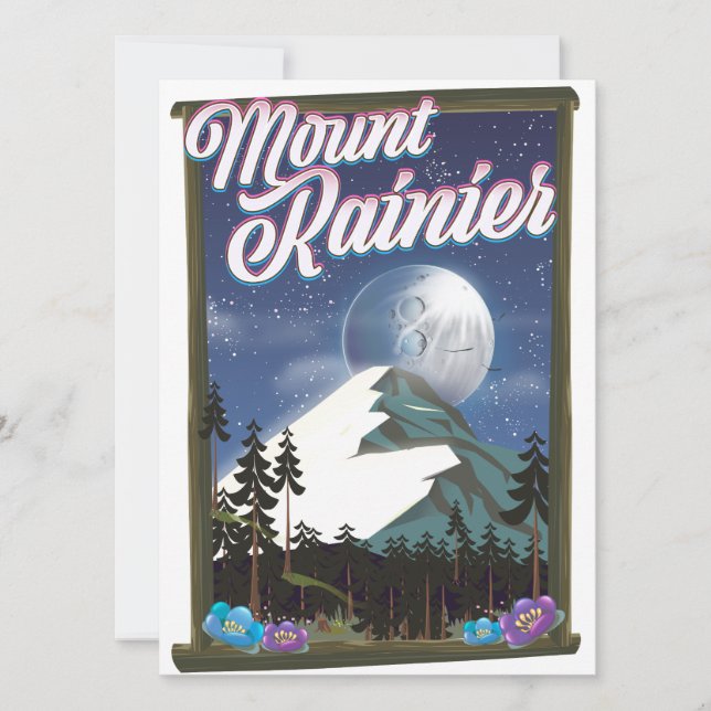 Das Urlaubsplakat des Berges Rainier. (Vorderseite)