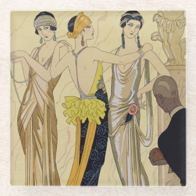 Das Urteil von Paris, 1920-30 (pochoir Druck) Glasuntersetzer (Vorderseite)