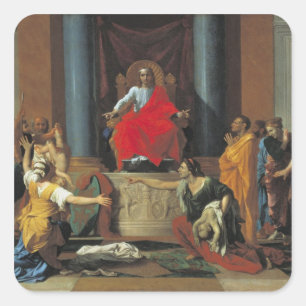 Das Urteil von Solomon, 1649 Quadratischer Aufkleber