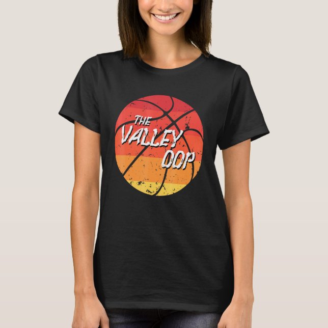 Das Valley Oop Basketball Retro Sunset T-Shirt (Vorderseite)