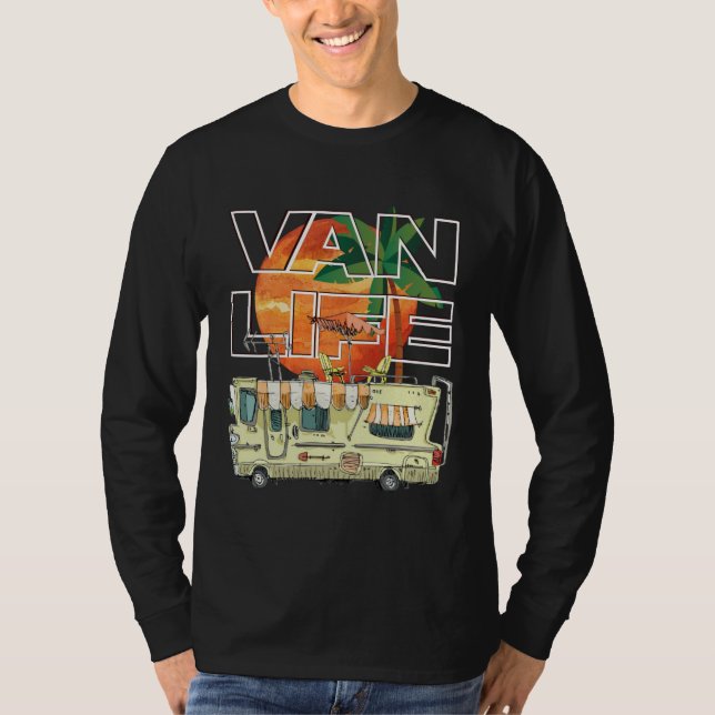 Das Van Life. Camping und Surfen. Lange Ärmel T-Shirt (Vorderseite)