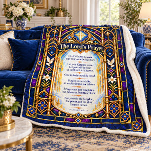 Das Vaterunser Navy Blau Buntglas Schrift Sherpadecke