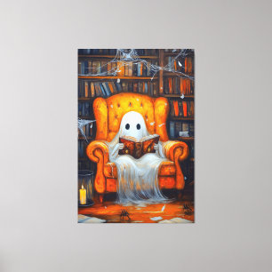 Das verborgene Geist Gemütliches Halloween-Bibli Leinwanddruck