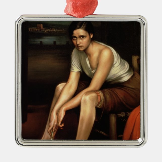 Das verführerische junge Mädchen Ornament Aus Metall (Vorne)