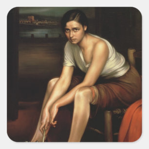 Das Verführerische junge Mädchen Quadratischer Aufkleber