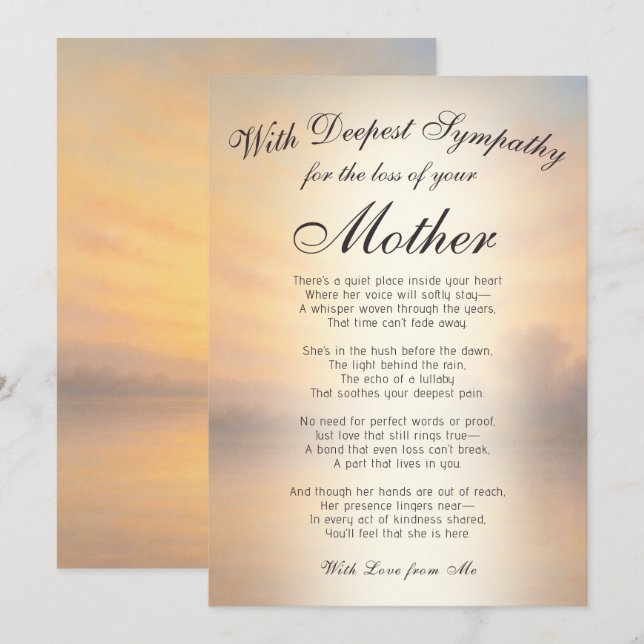 Das Verlieren einer Mutter-Gedenkstätte Karte (Vorne/Hinten)