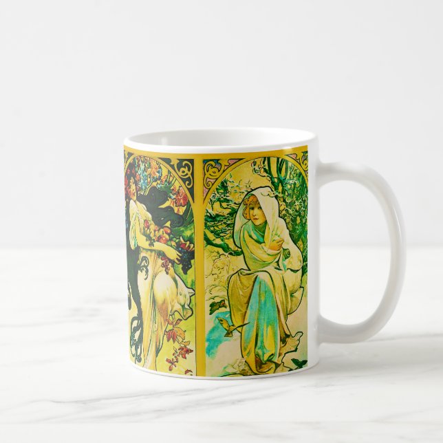 Das vier Jahreszeiten ~ Alphonse Mucha Kaffeetasse (Rechts)