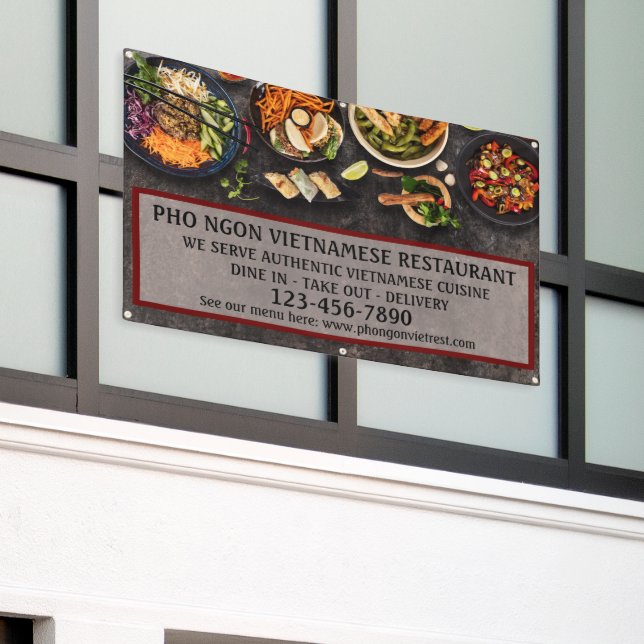 Das vietnamesische Restaurant "Large Wall" Banner (Äußeres Gebäude)