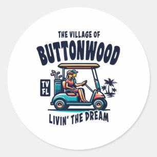 Das Village Of Buttonwood Golfcart-Design Runder Aufkleber