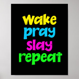 Das Vintage Neon Sign-Weck des Retro 80's Pray Sla Poster