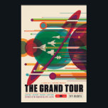 Das Vintage Reiseplakat der Grand Tour Poster<br><div class="desc">A Einmal im Leben Erleben Sie den Charme der Gravitation hilft. Die Mission der NASA Voyager nutzte eine 175-jährige Justage der äußeren Planeten für eine große Tour durch das Sonnensystem. Die beiden Raumschiffe enthüllten Details über Jupiter, Saturn, Uranus und Neptun - indem sie die Schwerkraft jedes Planeten nutzen, um sie...</div>
