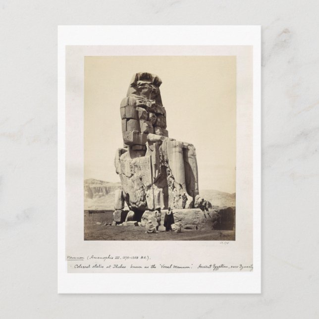 Das "Vocal Memnon", Kolossalstatue von Amenhotep I Postkarte (Vorderseite)