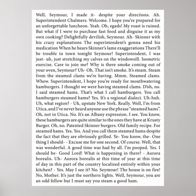 das vollständige Transkript der Dampfhasche Poster (Vorne)