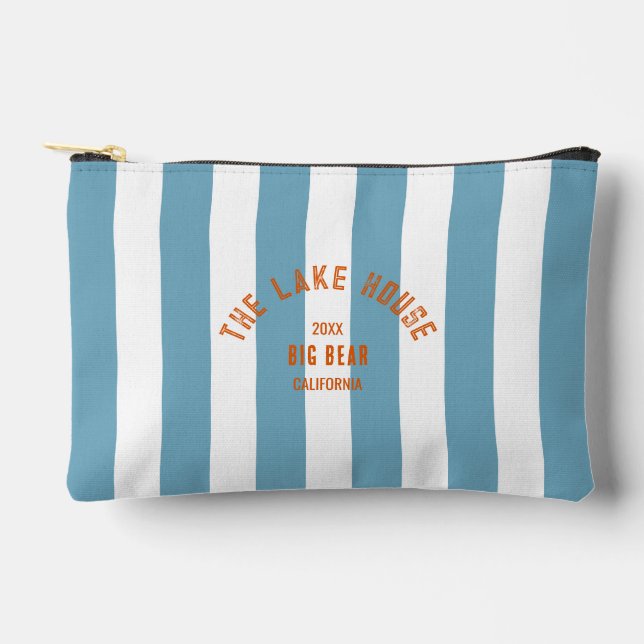 Das Wappen Blue Nautical Strip des Lake House Zubehörtasche (Vorderseite)