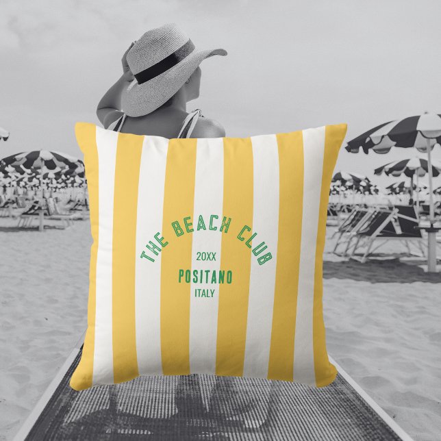Das Wappen des Beach Club Gelb Cabana Streifen Kissen (Von Creator hochgeladen)