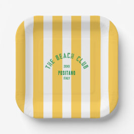 Das Wappen des Beach Club Gelb Cabana Streifen Pappteller