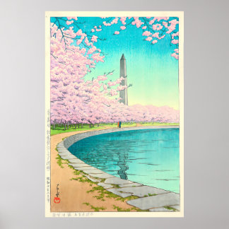 Das Washington Monument am Potomac River Poster
