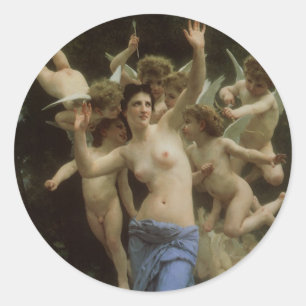 Das Wasp-Nest von William Adolphe Bouguereau Runder Aufkleber