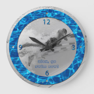 Das Wasser-Foto des Schwimmbads wird individuell a Große Wanduhr