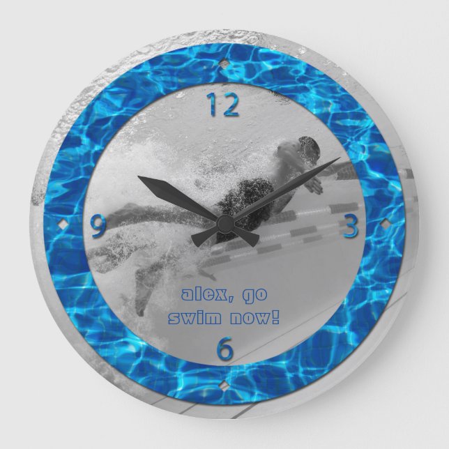 Das Wasser-Foto des Schwimmbads wird individuell a Große Wanduhr (Vorderseite)