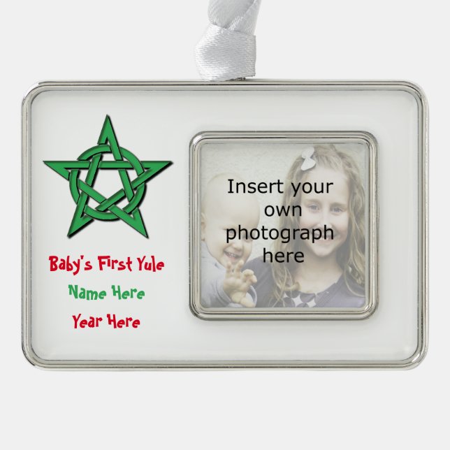 Das Weihnachten-Andenken-Verzierung Wiccan Babys Rahmen-Ornament Silber (Vorderseite)