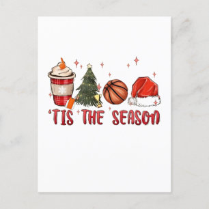 Das Weihnachtsbasketball der Weihnachtszeit Ankündigungspostkarte