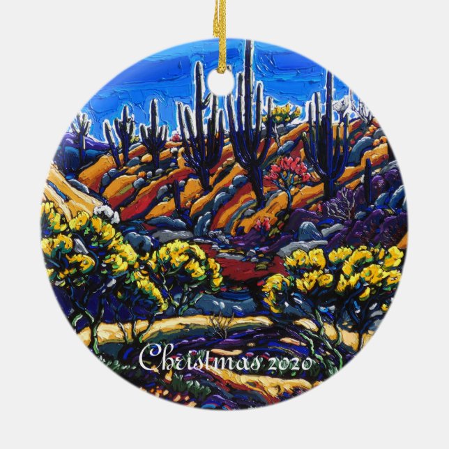 Das Weihnachtsgeschenk von Arizona Eden Keramik Ornament (Hinten)