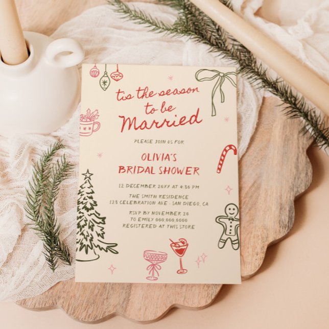 Das Weihnachtshandgezeichnete Weihnachtsfest-Braut Einladung (Von Creator hochgeladen)