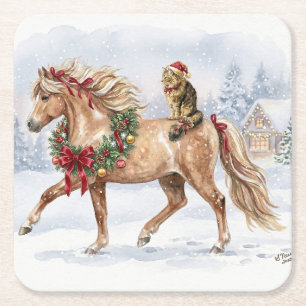 Das Weihnachtsteam - Maggie und Nari Rechteckiger Pappuntersetzer